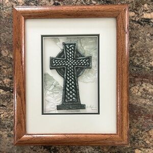 Framed Celtic Cross Wall Art - Textured Green Paper Art…crafted 2003